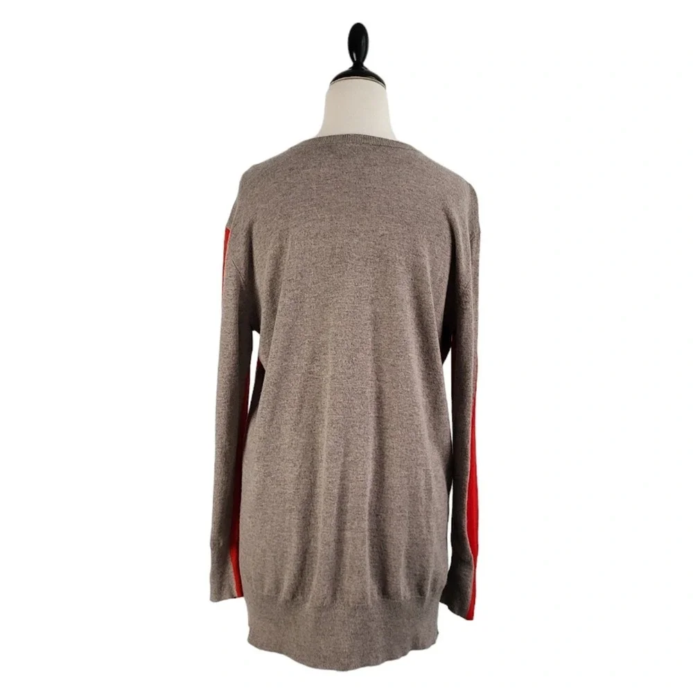 J.Crew Wool Blend Colorblock Tunic Sweater‎ Women's M Red Gray Relaxed Preppy